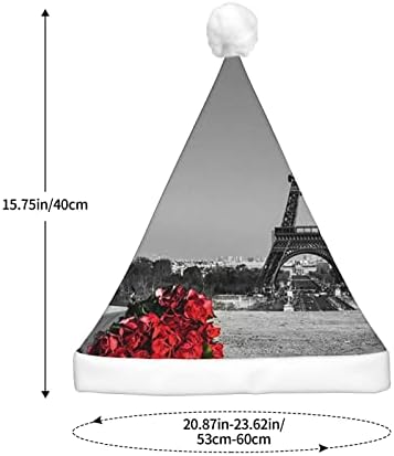 BTGVGSE Paris Tower e Red Rose Papai Noel Hat chapéu de Natal Light Up Hat de Xmas para Adultos Unissex