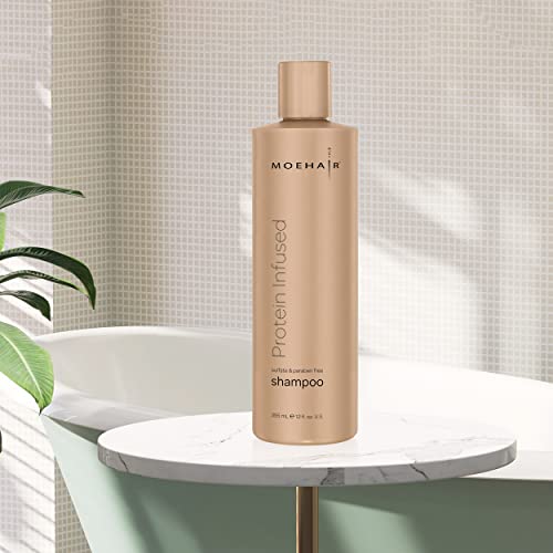 MOEHAIR Proteína Infundida Shampoo Anti Frizz Shampoo de cabelo seco com vitamina E e B5. Shampoo hidratante e hidratante para cabelos fortes e saudáveis. Sulfato e parabenos livres. Fabricado nos EUA