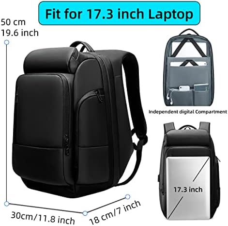 Backpack de laptop Gyakeog de 17,3 polegadas para masculino Backpack de viagens à prova d'água Mochila Anti-roubo 27L Backpack de negócios de grande capacidade com port-preto USB Black