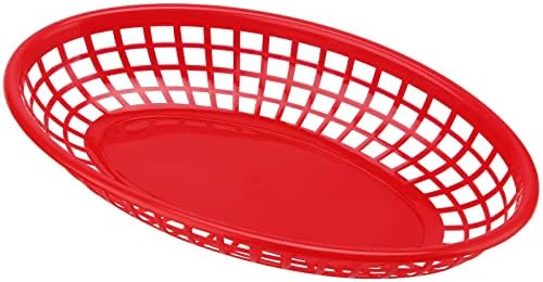 Hozeon 60 pacote 8,9 x 5,5 polegadas cestas de fast food vermelho, cestas de servir de alimentos plásticos, cestas