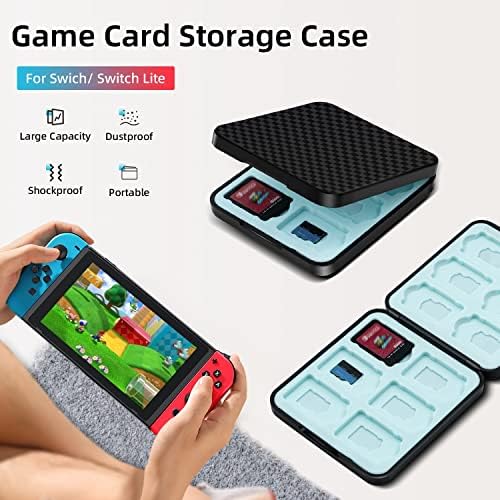 McBazel Game Card Case para N -Switch/ Switch OLED/ Switch Lite, caixa de armazenamento de jogo com 12 Switch Game e Micro SD Storage Area - Black