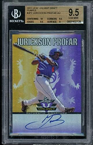Jurickson Profo Rookie 2011 Leaf Valiant Draft Purple Autograph #JP2 BGS 9.5 - MLB Cartões de beisebol autografados