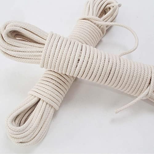 Varal | Linhas de lavagem corda | Linha de polia de varal de algodão natural | Corda de algodão trançado forte grosso e multiuso | 20m/66ft x 5,5 mm