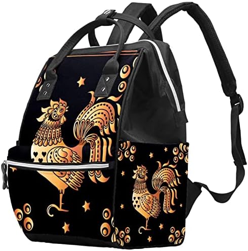 Mochila de viagem Guerotkr, bolsas de fraldas, bolsa de fraldas de mochila, galo de ouro preto