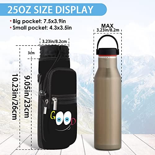 AORTDES 25/32/40/64 onças de garrafa de garrafa de água- sling de sling de bobina isolada- capa com cinta e bolsos para caminhar, acampar, fazer caminhadas, viajar