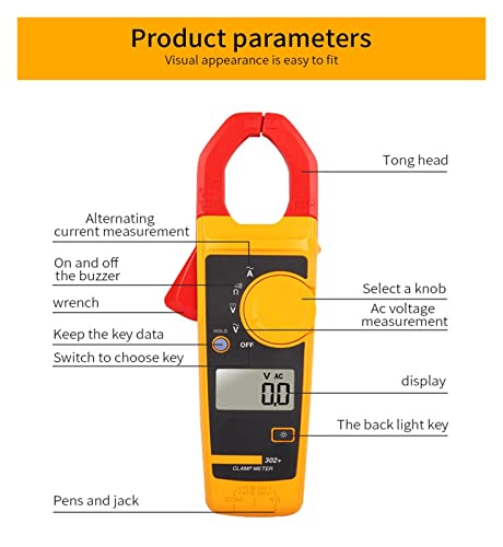 Medidor de braçadeira de corrente digital de depila, testador de resistência ao amperímetro AC multímetro multímetro