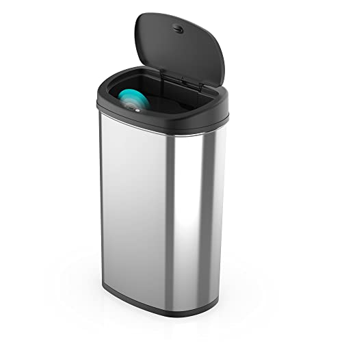 Ezft 13,2 lixo de lixo lata, lata de lixo de cozinha do sensor de movimento, aço inoxidável