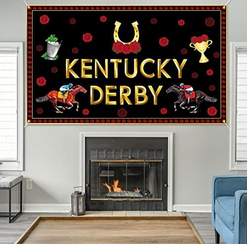 Ptfny Kentucky Derby Banner Kentucky Derby Horse Racing Decoração de Racing Photografia