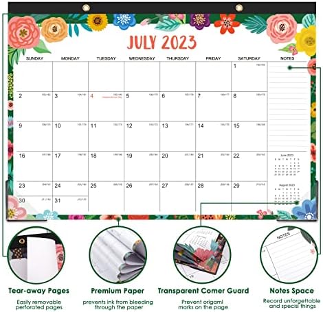 Calendário da mesa 2023-2024 - julho de 2023 a dezembro de 2024 - calendário de mesa grande 17 x 12, almofada de mesa com lista de tarefas, papel grosso, protetores de canto, calendário de desktop de material de escritório para planejamento.