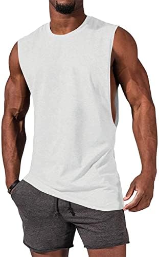 Tanques de treino masculinos de gafeng tampas musculares cortadas camisas sem mangas camisetas de algodão da academia de ginástica