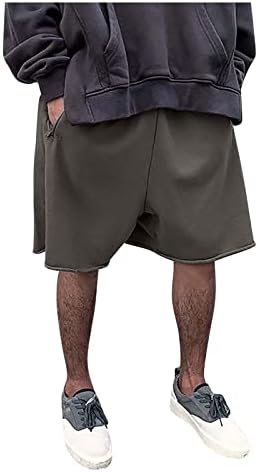 Shorts masculinos de wenkomg1, algodão sólido de streetwear leves shorts de estilo folgados de estilo largo com troncos de pernas largas
