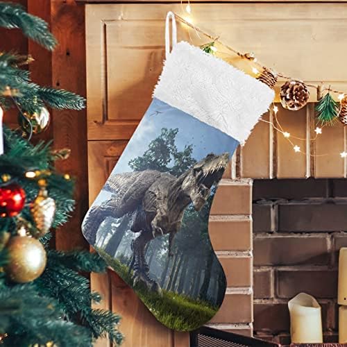 Tarity Christmas meias 1 pacote grande 18 em meias de natal com lareira de dinossauros pendurados meias de Natal decoração personalizada para festa de festas em família Farmhouse