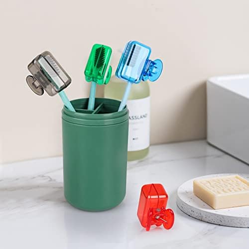 EAEZERAV 4 Pacote de dentes de embalagem cobre bonés, coberturas portáteis de escova de dentes clipes Caixa de escova de dentes de plástico para viagens, camping, casa, escola, negócios
