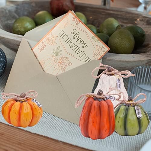 Etistta 4pcs outono colheita de abóbora Decoração de comprimido de abóbora, polirresina de 4 polegadas Small Pumpkins