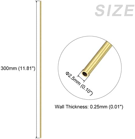 Metallixity Brass Tube 3pcs, tubulação reta - para móveis para casa, máquinas, artesanato de bricolage