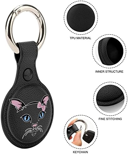 Suporte fofo de rosto de gato para airtag anel de chave TPU Tag de capa de proteção de proteção Tag para carteira de