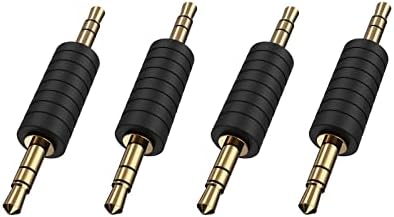 Cablecreation 4 pacote de 3,5 mm 1/8 Jack estéreo a 3,5 mm Macho de áudio para conectores adaptadores masculinos Compatível em ouro