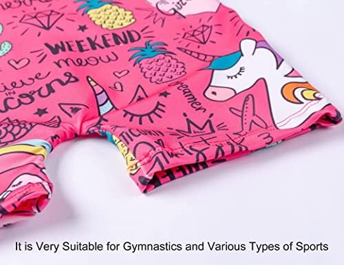 Rainbowsnow Bundle de Hotpink Unicorn Gymnastics Leotards for Girls Little Kids Gym Bikeard Tamanho de 6-7 anos