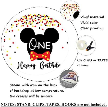 Mouse 1º aniversário de aniversário para meninos Black Red Gold Gold Dots de feliz aniversário decorações de festas