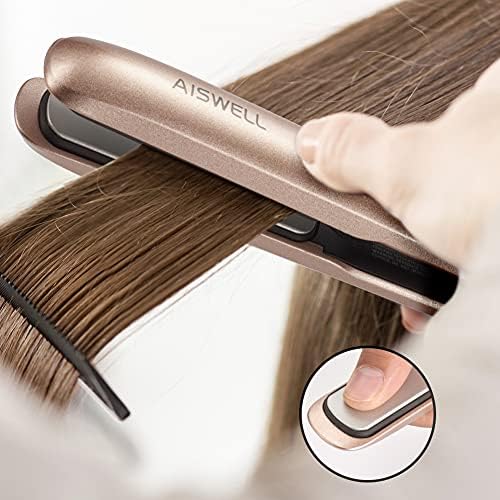 Aiswell Hair Alisadores e Curler 2 em 1 Ferro plano para cabelos com cerâmica de turmalina temperatária ajustável para todos os cabelos, tipos fazem com o cabo de alimentação destacável portátil Ferro de Curling