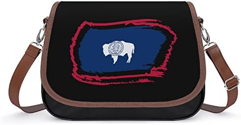 Bandeira de bolsas de moda de bolsa de ombro médio de couro Wyoming