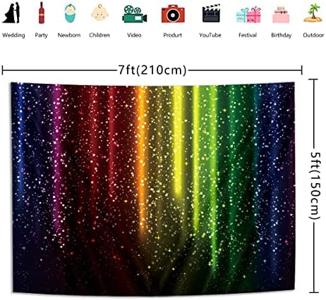 Let's Glow Party Beddrop 7x5ft colorido glitter arco -íris fotografia fotografia de fundo dança baile de partido