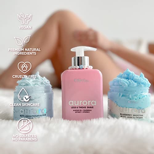 Olivia Aurora pernas e coxa Preshave, barbear e hidratar pacote - esfoliar, polonês, barbear e hidratar