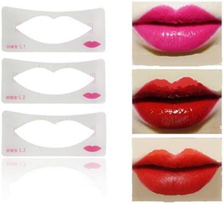 Estênceis labiais moldando 3 modelos de lábios Modelo de linha labial estêncil Cartão de lábio Cosmético Ferramentas de maquiagem