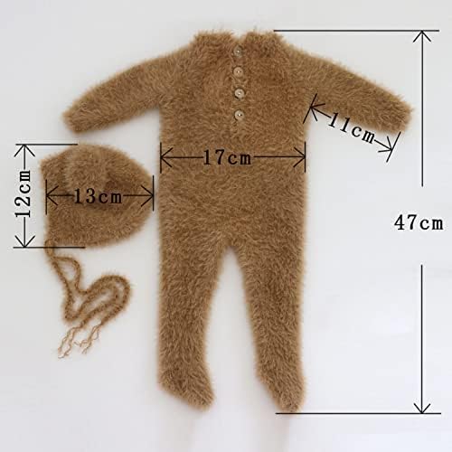Recém -nascidos Fotografia Roupa de menino menina Props Baby Bear fantasia Hat Rodper Set Posing Phootshoots Crochet