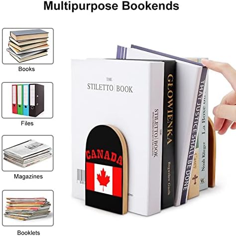 Canadá Mapple Leaf Book Book Livro Endswooden Bookends Holder for Selves Books Divisher Modern Decorative 1 par