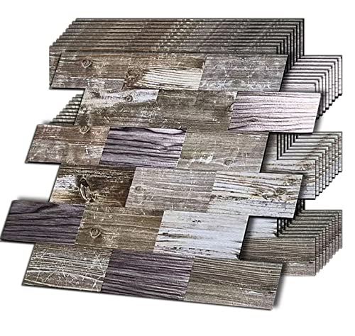 Xuaniny Peel e Stick PVC Subway Tile, 3D Adesivos de piso de textura de madeira, azulejos autônomos para lareira do banheiro