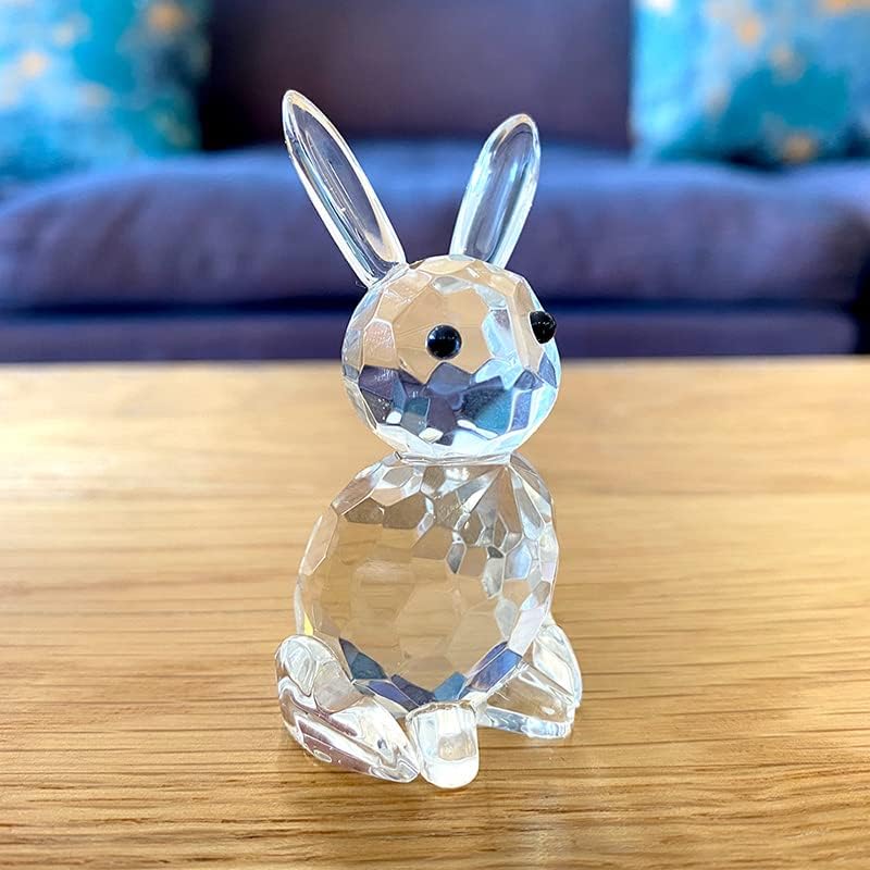 Jinshiy coelho minúsculo estatuetas figuras de arte miniaturas de vidro ornamento selvagem colecionável para crianças decoração