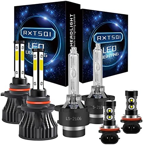 Bulbos de farol de LED ajustados para Acura TL 2009-2010.9005 Vito alto+feixe baixo D2S+Bulbos de nevoeiro H11, kit de conversão de farol HID super brilhante 6000K, IP68 à prova d'água, 6pcs