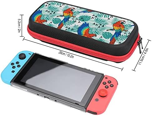Folhas tropicais e pássaros de papagaio de transmissão de capa para sacola impressa compatível com a caixa de armazenamento Nintendo Switch