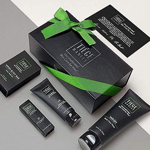 Conjunto de presentes para cuidados com a pele masculina de Tiege Hanley | 4 produtos | Lavagem de rosto, hidratante W SFP, Balm Bálsamo