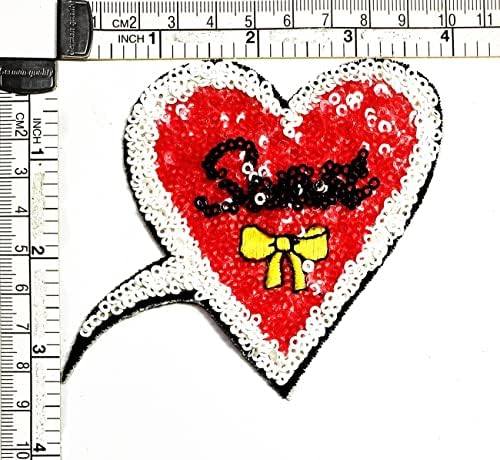 Kleenplus lantejouno de ferro de coração vermelho em remendos coração amor doce desenho animado infantil estilo moda moda bordada