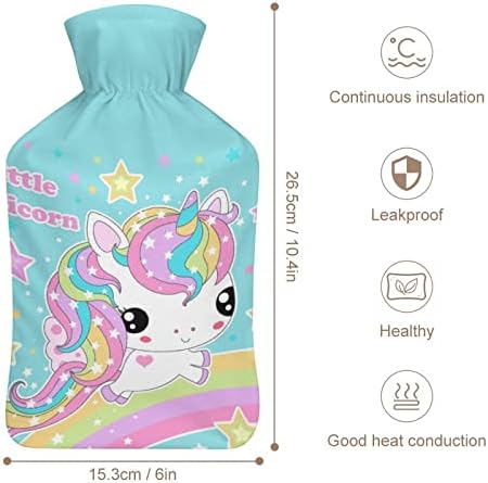 Rainbow Water Bottle com capa macia para compressa quente e terapia a frio alívio da dor 6x10.4in