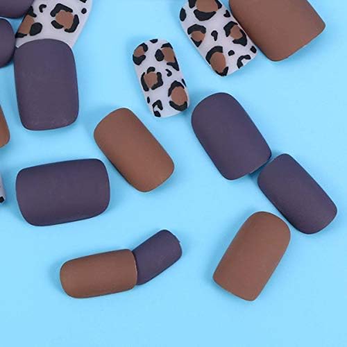 Esquema de 24pcs Design e pregos False Pprint Nails Manicure Acessórios DIY Transferência de adesivos de impressão para adesivos falsos de leopardo