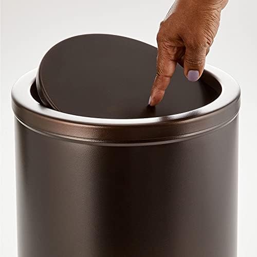 Mdesign pequeno metal redondo de 4,8 galões de banheiro lixo lixo lixo de tampa pode desperdício de cesto para banheiro, quarto, cozinha,