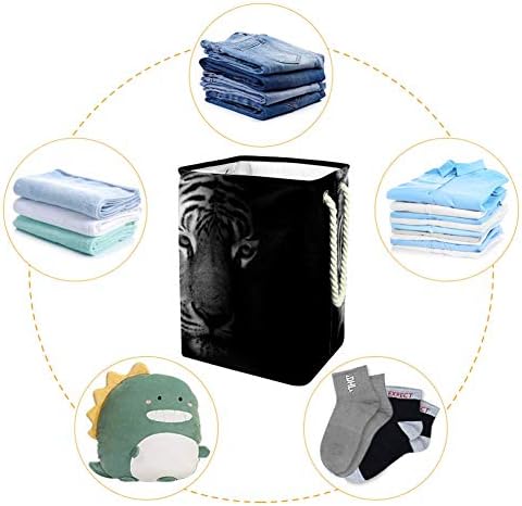 Inomer preto branco lindo tigre 300d Oxford PVC Roupas à prova d'água cesto de roupa grande para cobertores Brinquedos de roupas no quarto