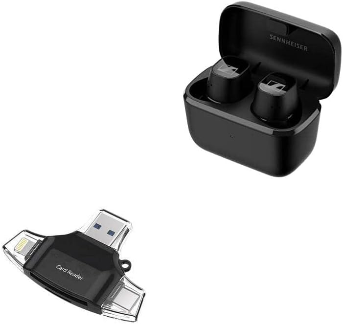 Boxwave gadget Smart Compatível com Sennheiser CX Plus True Wireless - AllReader SD Card Reader, MicroSD Card Reader SD Compact USB - Jet Black
