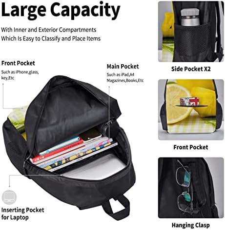 Backpack de limão amarelo Conjunto de três peças Backpack Backpack Saco de lancheira Crossbody Bag Set