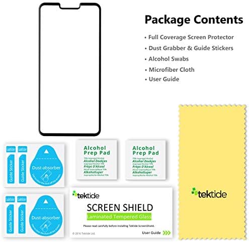 Protetor de tela Tektide Compatível para LG G8 ThinQ, [3D Cobertura total] Protetores de tela de vidro com segurança à prova de estacas e protetores de proteção contra estacas/protetores de vidro laminados Protetores de tela/tela