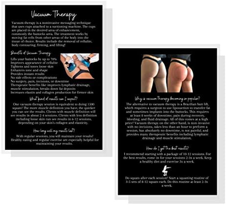 Cartões de informação de cuba de terapia a vácuo | 30 pacote | Tamanho do cartão postal grande de 4x6 ”de polegada | Preto com design de fotos