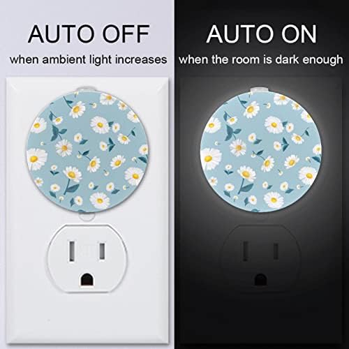 2 Pacote de plug-in Nightlight Night Night Light Daisy Papained Papel de parede com sensor do anoitecer para o amanhecer para o quarto