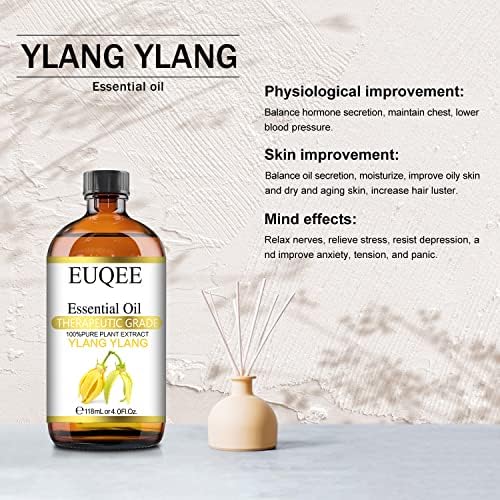 Vanilla+Ylang Ylang Óleo Essencial Puro e Natural Oil de grau de grau - com conta -gotas de vidro para difusor, sabonete e fabricação