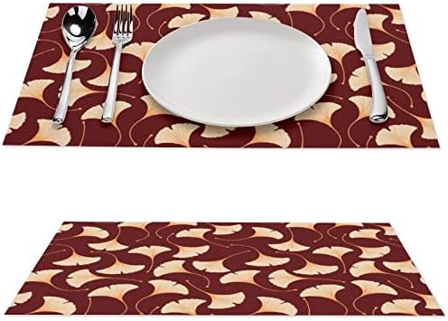 Ginkgo biloba folhas de pvc tapetes de mesa lavável Placemats Tonela de mesa Pad para mesa de jantar
