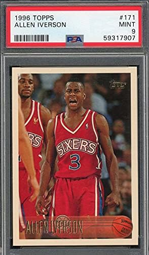 Allen Iverson 1996 Topps Basketball Rookie Card 171 PSA classificado 9