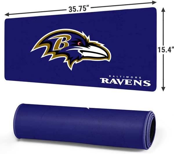 Skinit oficialmente licenciou o design angustiado da NFL Baltimore Ravens, 35,75 x 15,4 mouse de jogo extra grande com bordas costuradas, teclado mato de mato para trabalho, jogo, escritório, casa