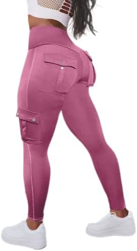 Flamingals Leggings de levantamento de bunda com bolsos de flap Leggings de carga para mulheres